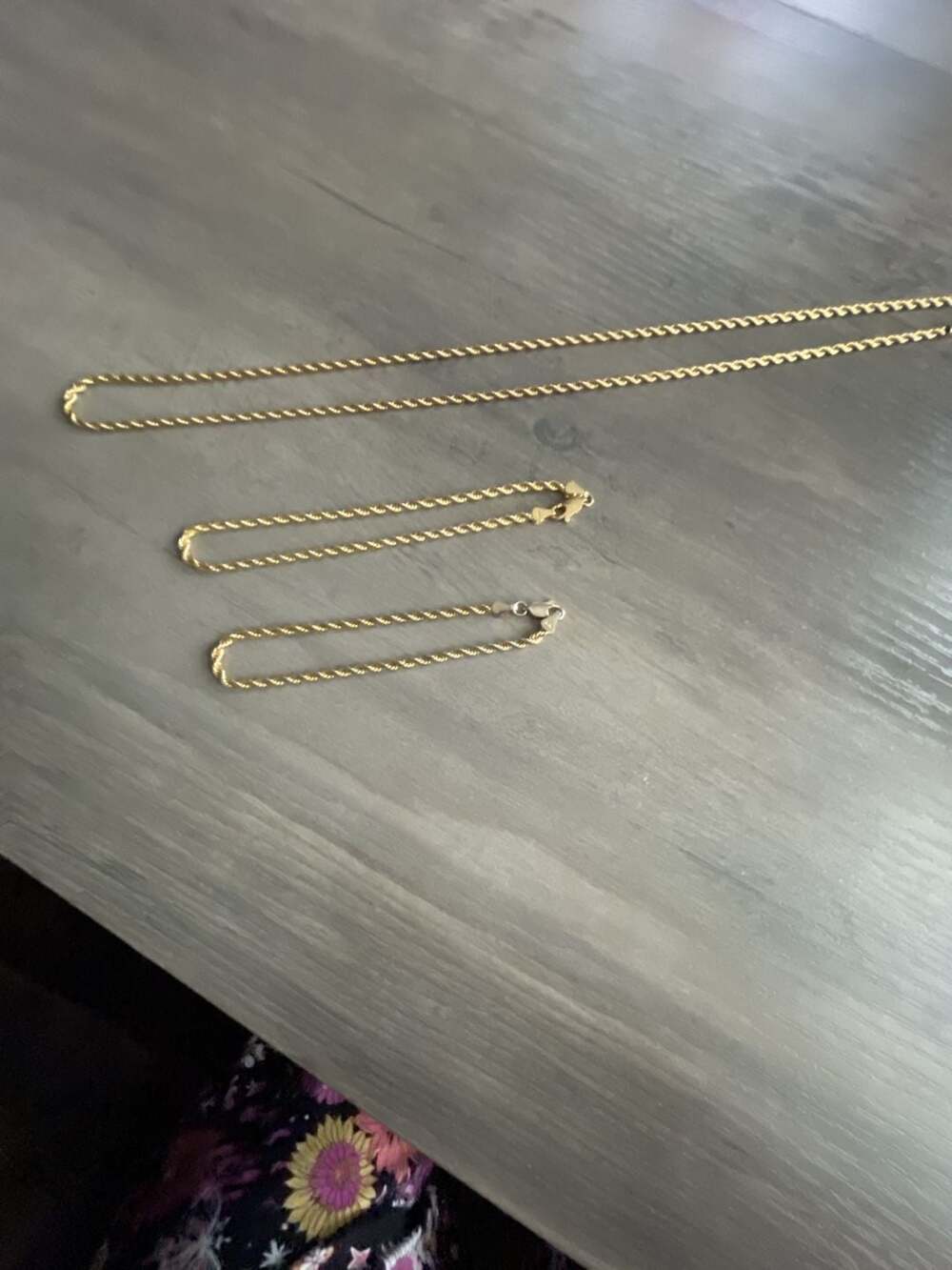 Gold Plated Rope Chain And Bracelet Set - Picture 5 of 6